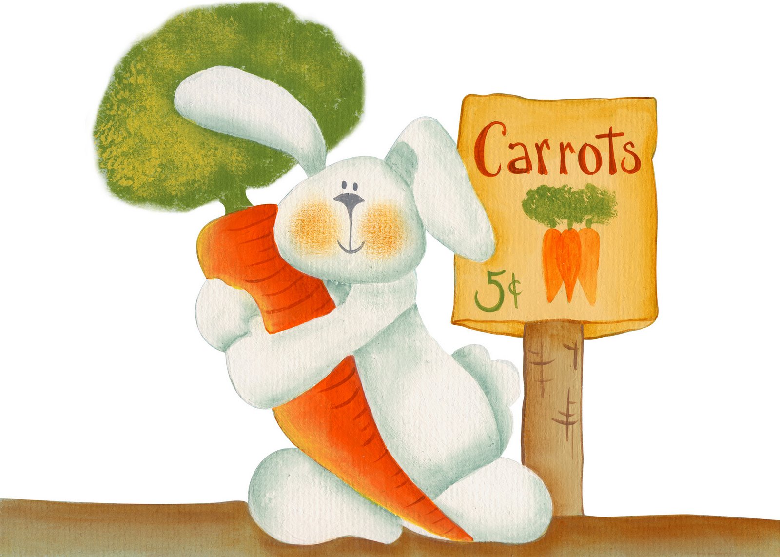 Арт большой заяц с морковкой