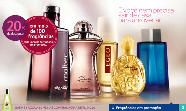 Perfumes e promoção nas lojas de O Boticário