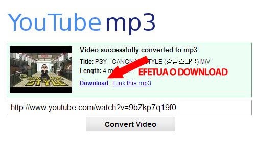 Download MP3 para computador via Youtube